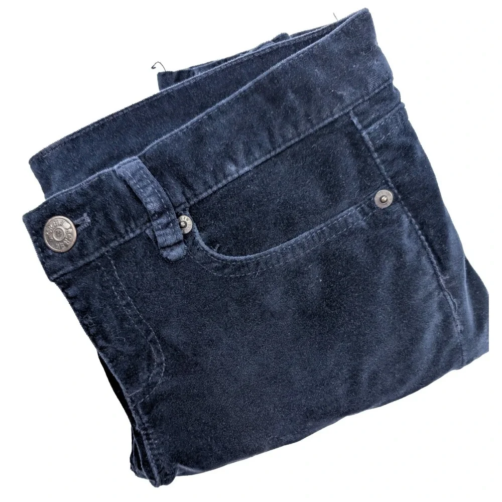 J.‎ Crew Toothpick Mid Rise Blue Velour Ankle Pants Women's Size 25x27